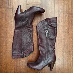 Aldo “Lajuana” Tall Plum Purple Leather Heeled Boots, Super Cool Color, Size 7.5